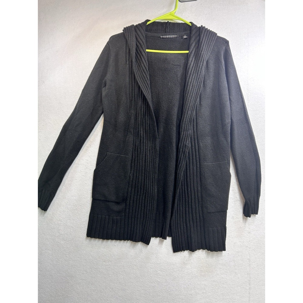 Cyrus Womens Solid Knit Hooded Open Front Cardigan w/ Pockets Butter Soft Small